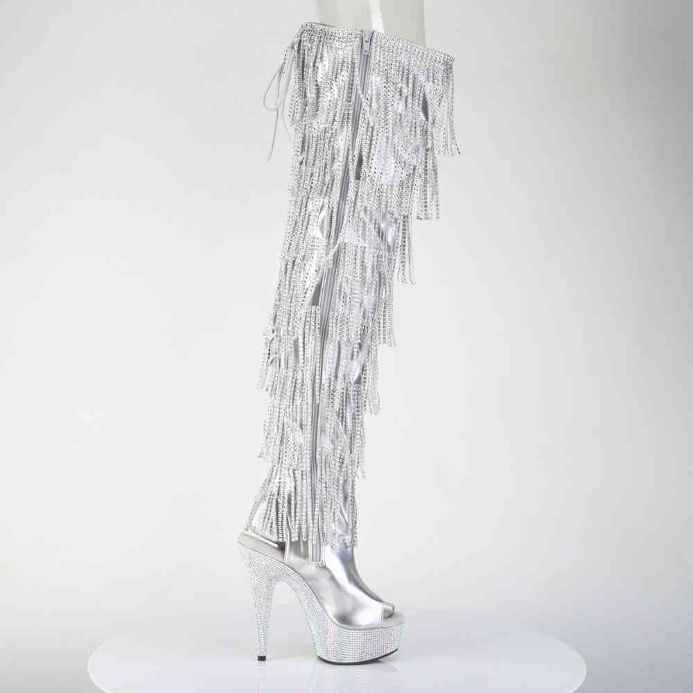 Pleaser - BEJEWELED3017HGRSF Bottes cuissardes à plateforme - Couleur argent Product image